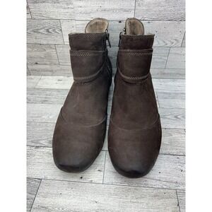 Taos Boots‎ Womens Size 10 Brown Suede Ankle Zip Comfort Shoes Low Heel IMG-2585